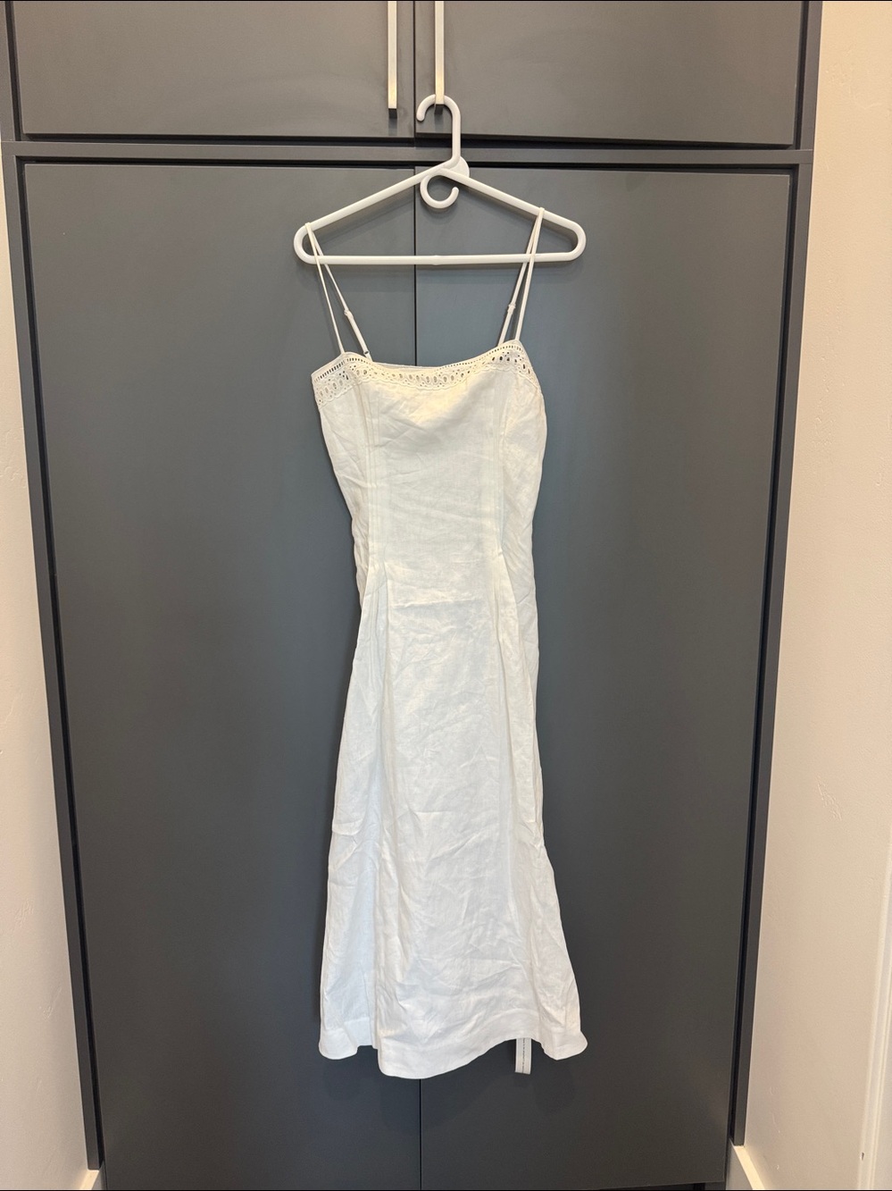 Reformation Pomona linen dress with Lace Trim